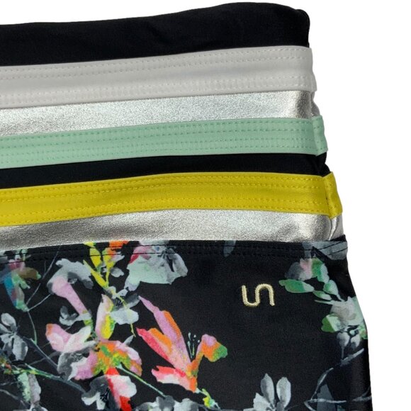 Urban Savage Floral Print Bike Shorts S Black Striped Logo Athleisure Athletic - Picture 8 of 12